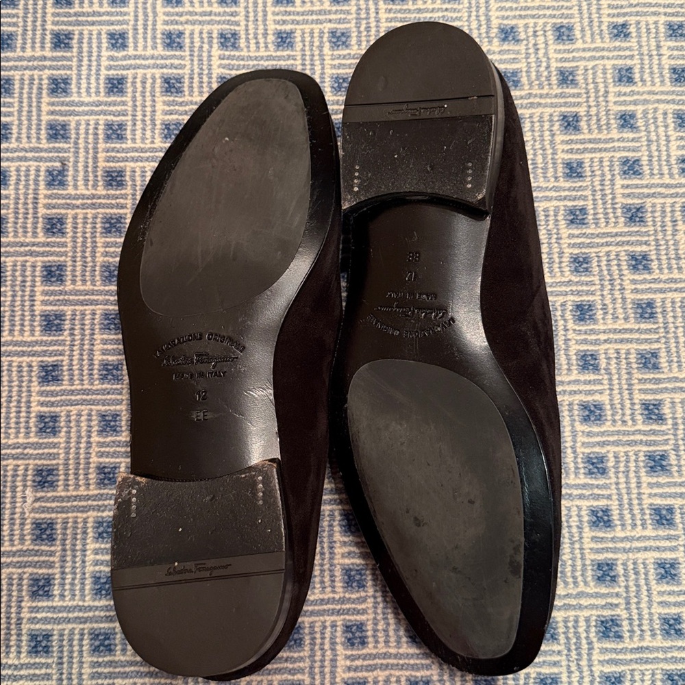 Salvatore Ferragamo "Lavorazione Originale" Black Suede Loafers - 12 EE Wide - Picture 5 of 9